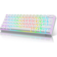 RK ROYAL KLUDGE RK61 RGB 60% Mechanical Gaming Keyboard, Wireless/Wired Bluetooth Keyboard with Hot Swap Enabled Clicky Blue Switch, Compatible with Multiple Devices, White (QWERTZ)