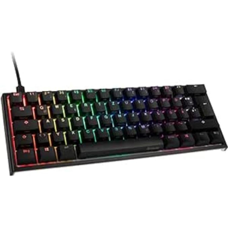 Ducky ONE 2 Mini Gaming Keyboard, RGB LED Gaming Keyboard, Cherry MX Brown, Mechanical Keyboard, TLK Mini Version 60% Key Layout, Mechanical Keyboard with USB C Plug, Removable Cable, Black