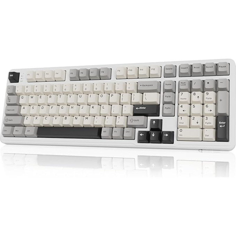 ATTACK SHARK X98 RGB Mechanical Gaming Keyboard with 102 Keys, with Numeric Keypad, BT5.0 & 2.4G Wireless & USB-C Wired Tri-Mode, Gasket Hot-Swap Linear Switch, 4000 mAh Battery, QWERTY - White