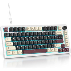 SOLIDEE Wired Mechanical Gaming Keyboard 75 Percent, Hot-Swap with Gasket Structure, RGB Backlight, 82 Keys TKL with Rotary Knob (82 Roman)