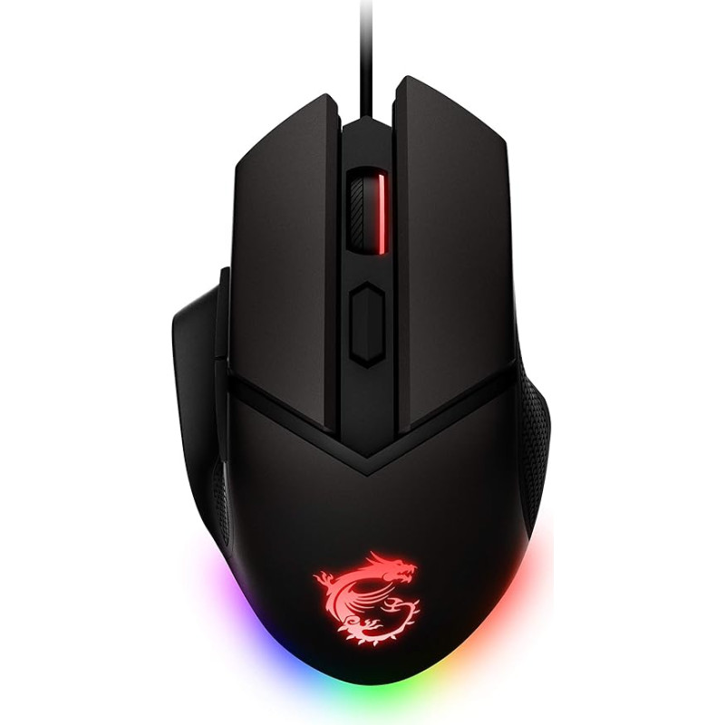 MSI CLUTCH GM20 Elite Gaming Mouse - 6,400 DPI Optical Sensor, Right-Handed, 20Mio+ Click Omron Switches, 6 Buttons, Adjustable Weight System, 1ms Latency, RGB Mystic Light, 98-109g - Wired