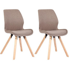 CLP Set of 2 Luna Chairs, Plastic, Fabric, Velvet, Faux Leather, Recliner Chairs with Wooden Frame, Colour: Taupe, Material: Fabric