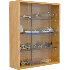 VCM Drivalo M Hanging Glass Display Cabinet with Tempered Safety Glass Dimensions Approx. H 60 x W 50 x D 15 cm Modern and Space-Saving Glass Display Cabinet Honey Oak