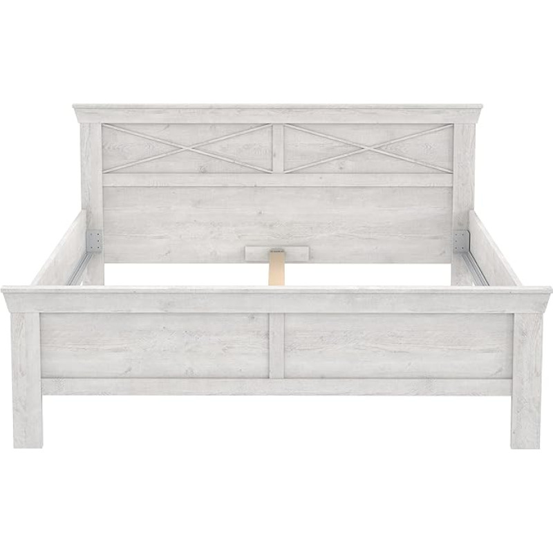 FORTE Kashmir Bed, Lying Surface 180 x 200 cm, Wood Composite, Pine White, W x H x D: 191.3 x 99.4 x 210 cm