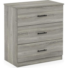 Furinno Tidur Simple Design Chest of Drawers with 3 Drawers and Handle, French Oak Grey
