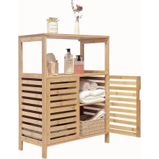 WAOHO Bamboo Bathroom Cabinets, Bathroom Shelf, Sideboard, Living Room, Sideboard, Bathroom Shelf, Standing Kitchen Cabinet, Bathroom Cabinet, Bathroom Shelf, Standing 65 x 87 x 33 cm