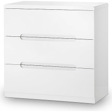 Julian Bowen Manhattan High Gloss 3-Drawer Chest, Wood, White