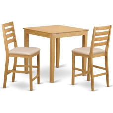 East West Furniture 3 Piece Bar Set with Counter Height - Table and 2 Counter Height Chairs
