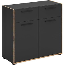 xonox.home - Bueno Chest of Drawers Approx. 95 x 86 x 37 cm in Body / Front Basalt Melamine and Nox Oak Nb. Cabinet Hallway Furniture Hallway Cabinet - Timeless and Practical