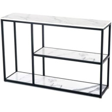 100cm 3 Tier Console Sofa Table Kitchen Furniture Behind Coffee Table for Entryway, Hallway, Hotel Lobby (Black 1)