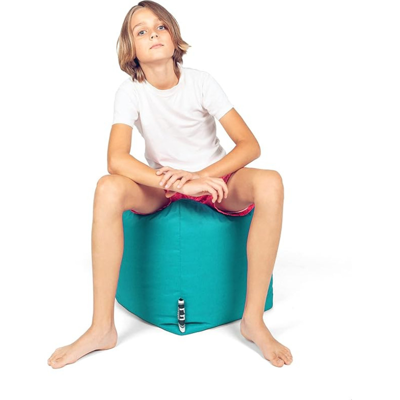 PATCH HOME Patchhome Square Bean Bag Cube Stool with Zip 55 x 55 x 55 cm Turquoise