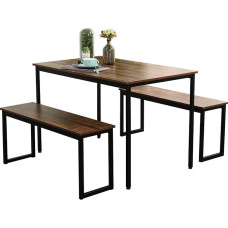 SogesGame Dining Set, Kitchen Table and Chairs for 2-4, Perfect for Breakfast Nook, Small Spaces, Industrial Brown, CZJYB-yzld01-S8-US