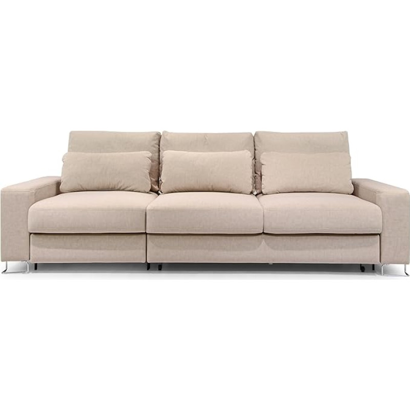 Hygger Bigsofa XXL Thomas 282 cm with Seat Depth Adjustment, Big Couch XXL with Pocket Spring Core, Made in Europe (Right with Bed Function + Bed Box, Beige)