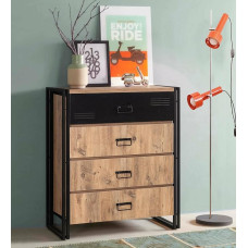 Dmora Alphirk Chest of Drawers, Multi-Purpose Chest of Drawers, Bedroom Chest of Drawers, 90 x 40 x 100 cm, Oak and Black