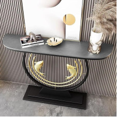 Modern Grey Faux Marble Entrance Table Narrow Console Sofa Table Stylish Furniture for Hallway and Living Room 31.5