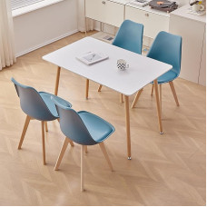 HJhomeheart Round Dining Table with 4 Dining Chairs for Dining Room Kitchen Living Room Dining Table Black and Grey Chairs