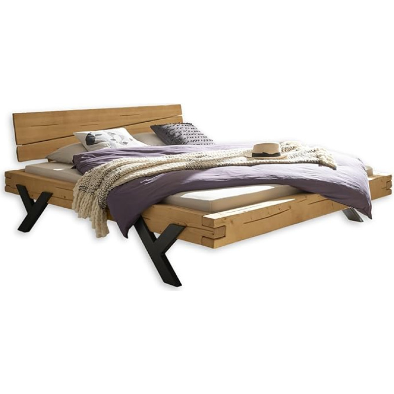 Stella Trading WORB Modern Solid Wood Bed 180 x 200 cm - Comfortable and High-Quality Beam Bed Made of Solid Spruce - 202 x 85 x 230 cm (W x H x D)