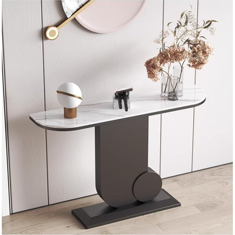 Konsolen-Sofatisch, Retro-Eingangstisch mit stabilem Metallsockel, perfekt für Wohnzimmer, Flur, Foyer-Dekor