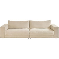 KAWOLA Madeline Corduroy Sofa 3-Seater Couch Padded Recliner Sofa Cream White 290 x 85 x 127 cm (W x H x D)