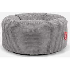 Lounge Pug Pouf Bean Bag 65 cm Round Anthracite Pom-pom Waffle Fabric Comfortable Stool or Footstool