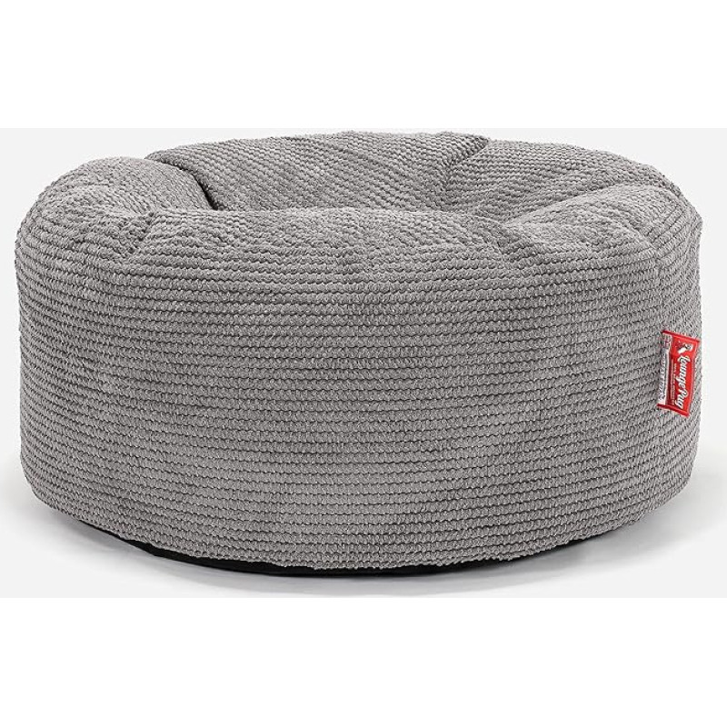 Lounge Pug Pouf Bean Bag 65 cm Round Anthracite Pom-pom Waffle Fabric Comfortable Stool or Footstool
