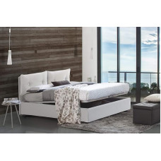 Talamo Italia - Noemi White Faux Leather Double Bed - 100% Made in Italy - Front Opening - Fits Mattress 120 x 190 cm