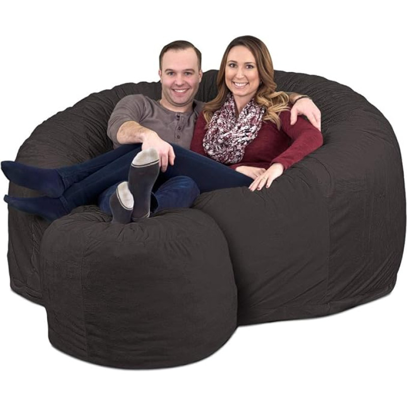 ULTIMATE SACK 6000 Bean Bag with Footstool: Giant Foam Filling - Machine Washable Covers - Double Stitched Stitching - Heavy Duty Inner Lining and Footstool - 100% Virgin Foam