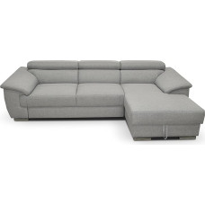 DOMO. collection David Sofa Corner Sofa with Back Function, Corner Sofa, Functional Sofa in L-Shaped with Spring Core, 272 x 166 x 78 cm (W x D x H), Grey