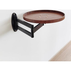An der Wand montierter Kleiner Schreibtisch, rund, 11,8 Zoll, herunterklappbarer Kaffee-/Nachttisch, 180° abnehmbares Flip-Out-Design mit einziehbarer Ablage für Schlafzimmer, Badezimmer, Wo