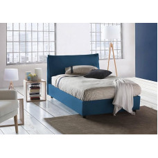Talamo Italia - Desirée Double Bed with Fabric Cover, 100% Made in Italy, Front Opening + Mattress 120 x 190 cm, Blue