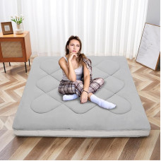 SUNYRISY Japanese Floor Mattress, Futon Mat, Thick Roll Up Tatami Floor Bed, Foldable and Portable Lounger, Guest Bed, Camping Mat with Storage Bag, King Size Bed