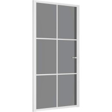 vidaXL Interior Door Modern Design Glass Door Complete Set Room Door Hinged Door Apartment Door with Mounting Accessories 102.5 x 201.5 cm White Tempered Glass Aluminium