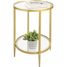 GIFTTROVE Round Side Table 2 Tier Gold Side Table with Glass Top Modern Metal Coffee Table Small Accent Table for Living Room Bedroom 18 x 18 x 24 Inch
