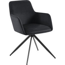 CLP Olema Dining Room Chair, Swivelling Upholstered Chair with Velvet Cover, Kitchen Chair, Colour: Black