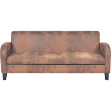 ULUYYUC Couch Bar Floor Sofa Sofas & Couches Corner Sofa - 3-Seater Sofa Faux Leather Suede Look Brown for Garden Party Lounge Patio