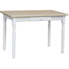 k koma Stylish Solid Wood Dining Table with Drawer - White, Painted Pine Tabletop, 60 x 60 cm, Ideal for Kitchen and Dining Room