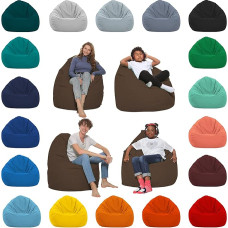 HomeIdeal Bean bag, XXL floor cushion with EPS beads for adults and children, suitable for gaming or relaxing, indoor and outdoor as it is waterproof, brown colour, XL size