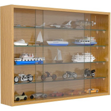 VCM Drivalo L Wooden Glass Hanging Display Cabinet Collectible Decorative Collector Display Cabinet Honey Oak