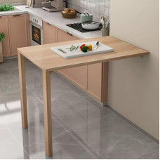 Foldable Wall Desk Space Saving Kitchen Table Wall Mounted Folding Table Wooden Folding Compact Plegable Escritorio for Home Kitchen Office Original Wood Finish