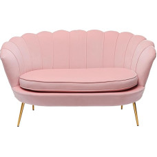 Kare Design Water Lily Sofa, Pink, 2-Seater, Small Couch, Flower Shape, Velvet Look, Loose Seat Cushion with Removable Cover, Gold-Coloured Metal Legs, 76 x 132 x 75 cm (H x W x D)