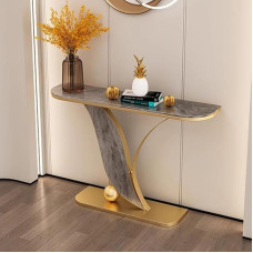 CNBYDK Console Table, Golden Console Table, Modern Sofa Table for Entryway, Large Faux Marble Wood Accent Table, Foyer Table, Space Saving, Modern Console