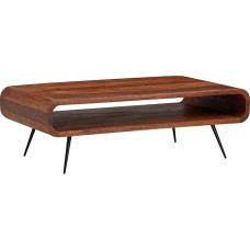 Wohnling Sheesham Coffee Table 90 x 55 x 30 cm Solid Wood / Metal Sofa Table Square Living Room Table with Storage Space Coffee Table Solid Small Table Side Table Living Room Modern Rectangular