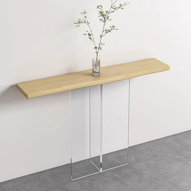 Sofa Back Shelf Table, Console Sofa Table, Narrow Entrance Table, Solid Wood Desktop Modern Style, Decorative Long Casing, Acrylic Table Leg Side Table, Entryway, Hallway,