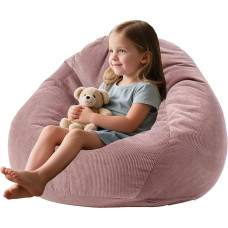 Bean Bag with Removable Corduroy Cover, Large Memory Foam Bean Bag for Children and Adults with Filling, Round and Fluffy Chair for Living Room, Bedroom