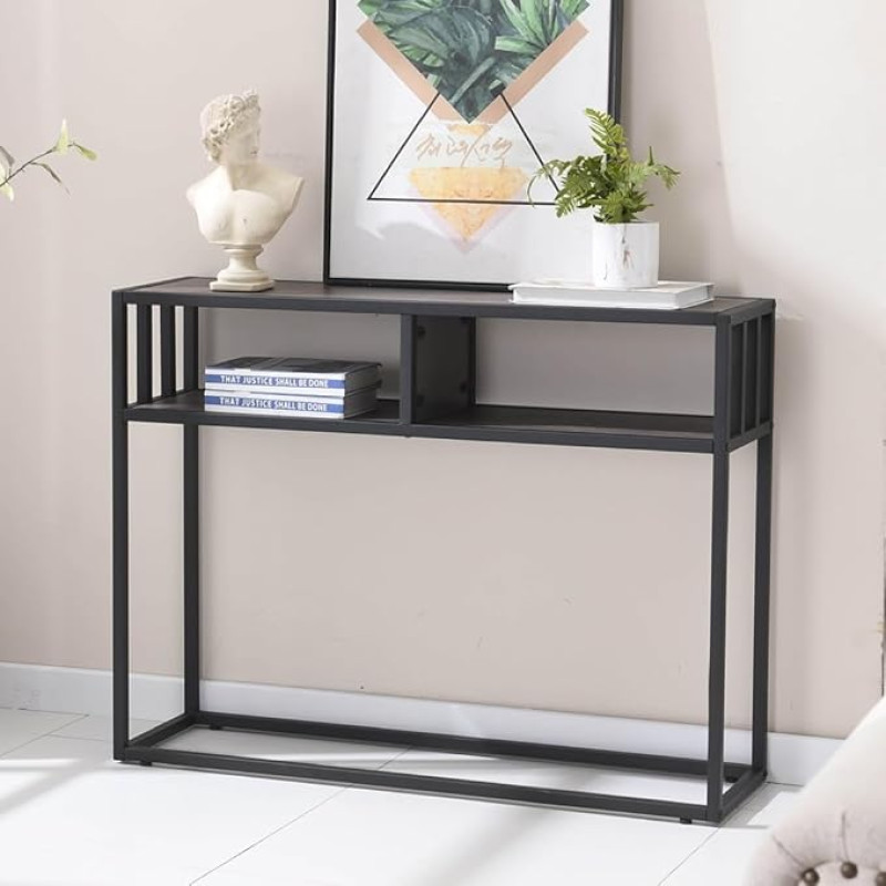 Console Sofa Table Console Table 2 Tier Storage Shelf Entrance Table Sofa Table Slim Long Industrial Sofa Table Hallway Table with Shelves for Living Room Farmhouse