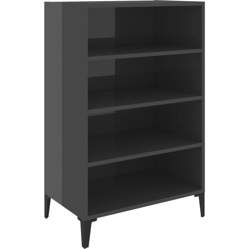 vidaXL Sideboard Bookcase Standing Shelf Side Cabinet Shelf Bookcase Cabinet Highboard Chest of Drawers Sideboard High Gloss Grey 57 x 35 x 90 cm Wood Material