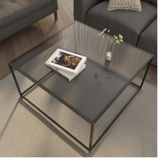 Glass Coffee Tables for Living Room Square Modern Center Table for Small Space Tempered Glass Table Top with Sturdy Metal Frame Sofa Side Table Easy Assembly 26.4 x 26.4 x 26.4