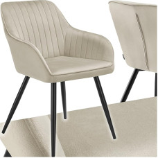tectake® Velvet Chair, Dining Room Chair, Velvet Fabric, Kitchen Chairs Modern, Cosy Living Room, Armrest Chair, Dining Lounge, Dressing Table Chair - Cream/Black