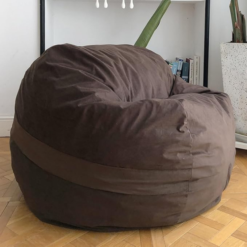 YuppieLife Large Bean Bag with Foam Filling for Kids Teens Adults Living Room Gaming Relaxation Machine Washable Lazy Sofa Chocolate Brown