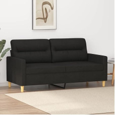 LAPOOH 359239 2-Seater Sofa Black 140 cm Fabric, Sofas & Couches, Sofa Living Room, Sofa for Teenager's Room, Relax Sofa, Sofa for Bedroom, Upholstered Sofa
